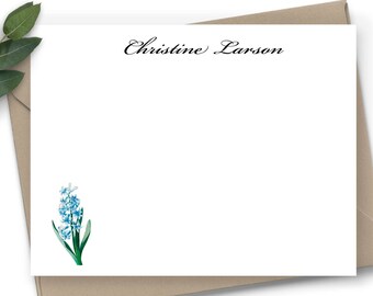 Hydrangea note cards, Personalize stationery set of 10, Floral blue stationery, blank greeting cards with envelopes- VS05