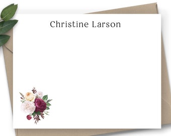 Rose Stationery set | personalized stationary set | gift for her | cards with envelopes | 30th birthday gift -VS07