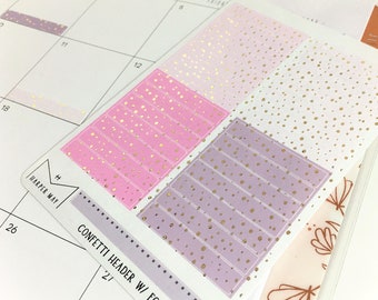 Foiled Confetti Header Stickers | Confetti Planner Header Stickers/ Decorative Planner Stickers, Bullet Planner, ECLP, Erin Condren