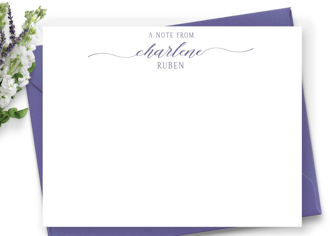 Personalized Flat Note Cards With Envelopes, Thank You Cards With