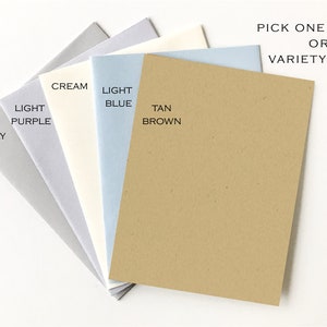 May include: A variety pack of cardstock paper in six colors: gray, light purple, cream, light blue, tan brown.  Pick one color or variety pack.