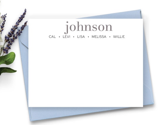 Personalized Stationery Set for Women, Men or Family, Note Cards