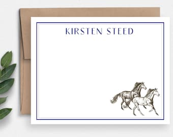 Horse stationery set of notecards in 10 pack | Horse notecards with monogram | Equestrian notecards | Equestrian stationary