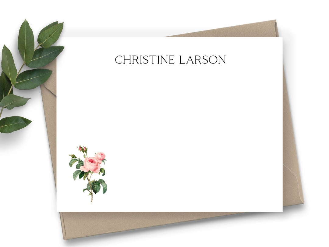 Stationary Note Cards With Vintage Roses Personalized - Etsy