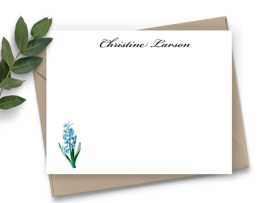 Hydrangea Note Cards, Personalize Stationery Set of 10, Floral Blue ...