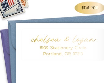 Return Address Labels, Gold Foil Address Labels, 30 Personalized Address Labels for Envelopes - A04