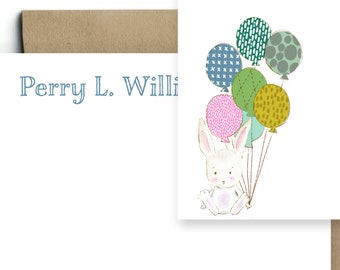 Childrens bunny stationery note cards | Set of 10 kids stationary, Rabbit note cards, Baby bunny note cards - KS04