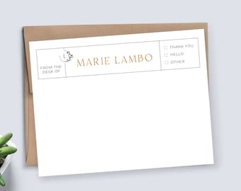 Personalized Stationery Cards set, Flat Notecards, Personalized Stationary Card Set Flat Note Cards and Envelopes, Flat Cards - MS01