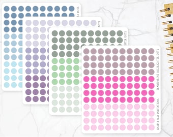 Calendar stickers, transparent dot stickers, Transparent date highlighter dots, Calendar date dots, color dots