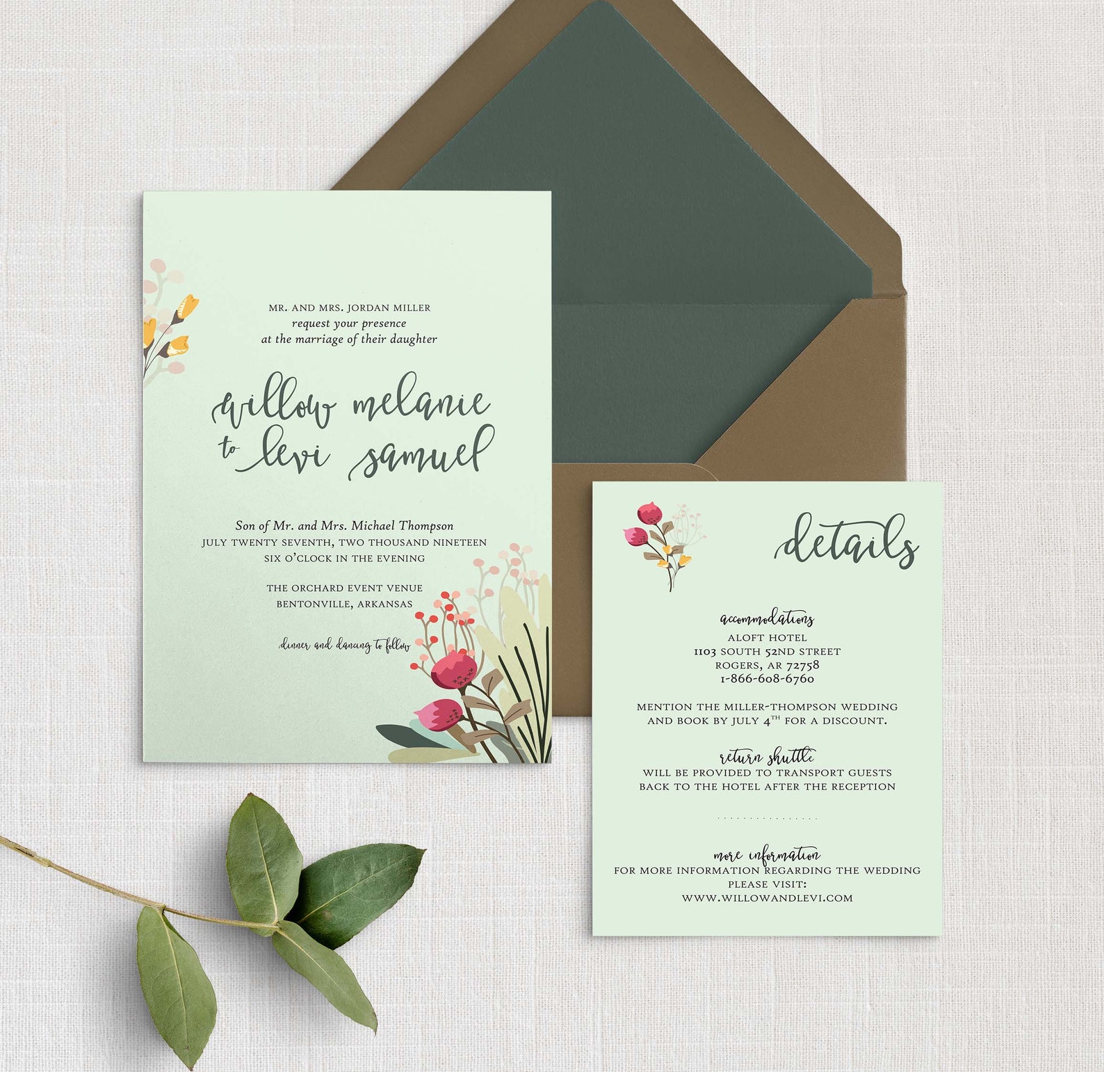 Mint Fresh Invitation SAMPLE Etsy