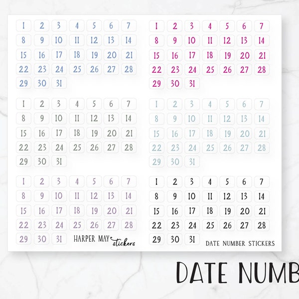 Calendar Date Number Stickers | Calendar Numbers Dots, Calendar Stickers, sticker planner dots, transparent stickers, planner numbers,