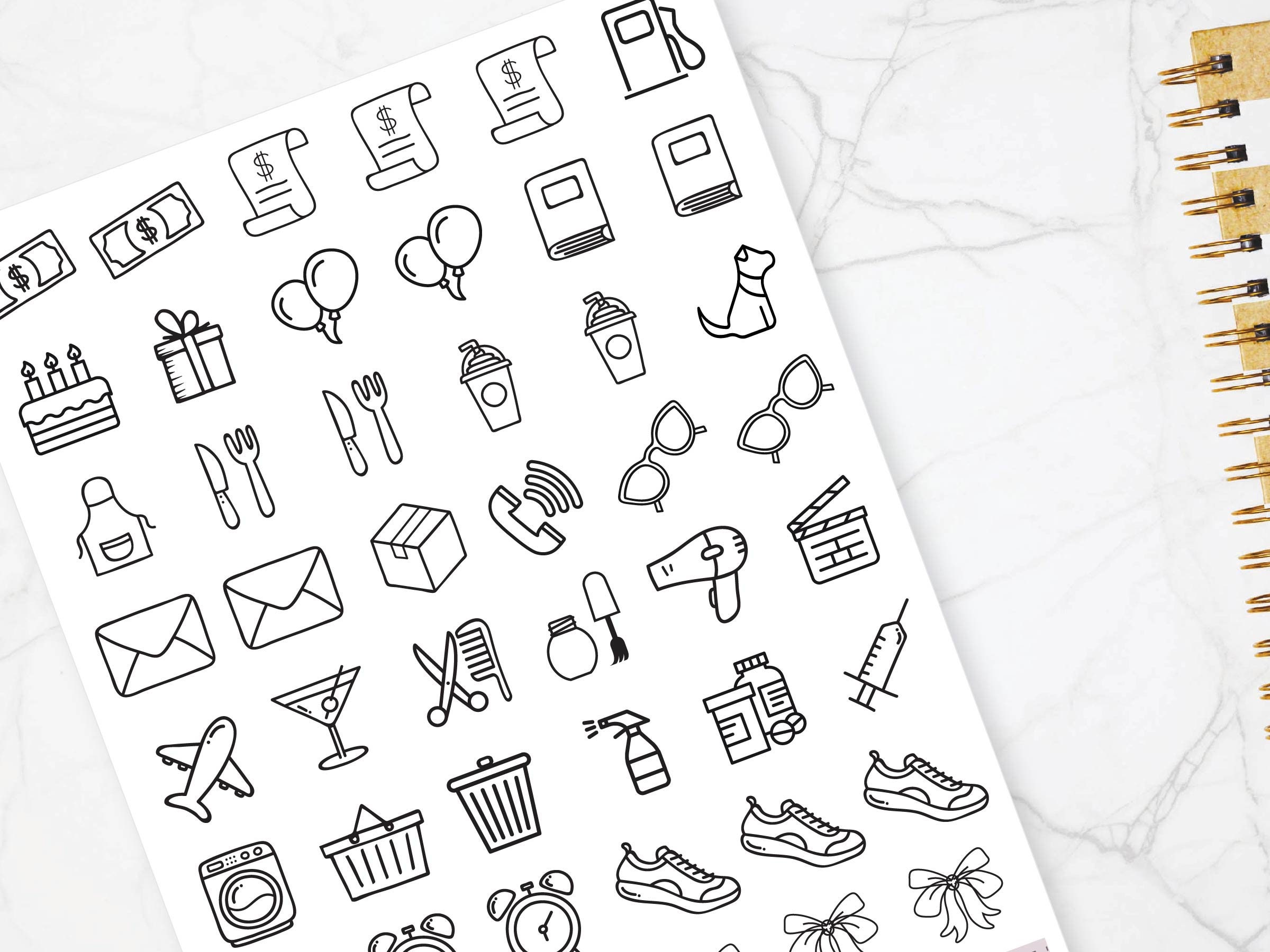 Icon Stickers for Weekly Planner Symbol Planner Stickers Etsy