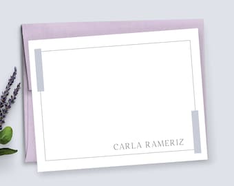 Modern personalized stationery note cards, Stationary for women, Thank you flat cards, Personalized notecards, Gift for him - MS09