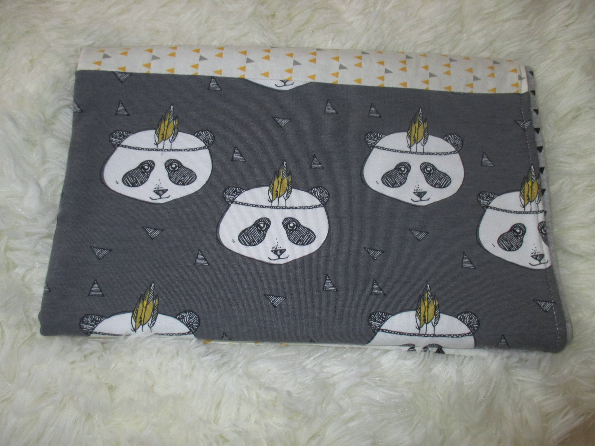 Couverture Plaid Pour Bébé en Coton et Jersey Panda, Matelassée 6080cm Personnalisable