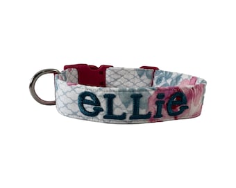 Pastel Blooms Collar, Flower Dog Collar, Floral Collar, Custom Dog Collar, Personalized Dog Collar, Embroidered Collar, Girly Dog Collar,Dog