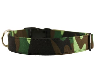 Camo Collar, Camouflage Dog Collar, Hunting Collar, Green Dog Collar, Working Dog Embroidered Collar, Custom Collar, Personalized Dog Collar
