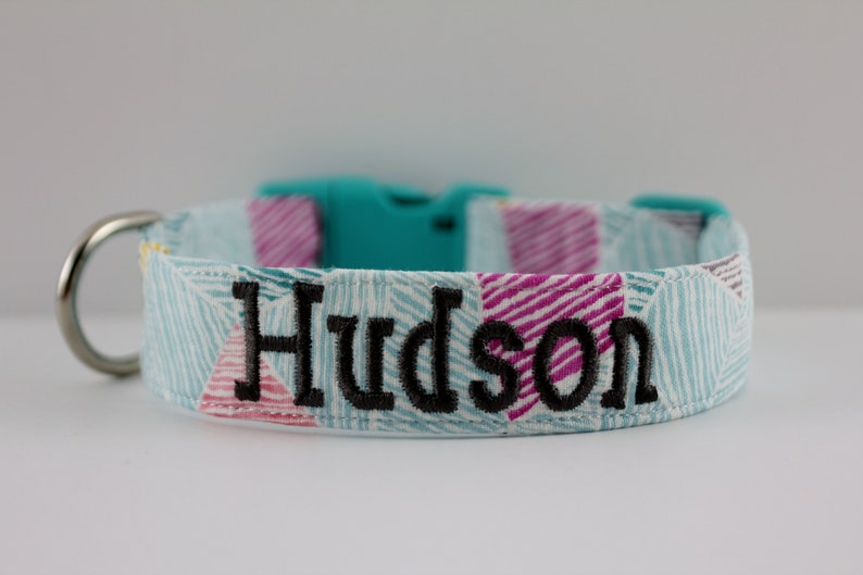 Teal Colorblock Geo Collar Geometric Dog Collar Custom Etsy