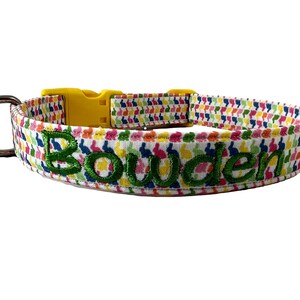 Easter Bunnies Collar,Easter Bunny Dog Collar, Easter Pet Collar, Embroidered Collar, Custom Dog Collar, Personalized Dog Collar, Pet Collar