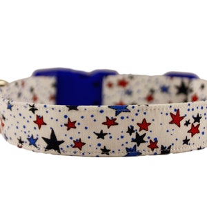 White Patriotic Collar, Dog Collar, Personalized Collar, Embroidered Dog Collar, Independence Dog Collar, July 4th Collar, America Collar
