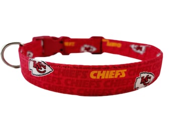 NFL Kansas City Chiefs Collar, Chiefs Dog Collar, Personalized Pet Collar, Embroidered Collar, Orange Dog Collar, Football Dog Collar, Dog