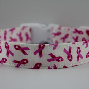 Collare per la consapevolezza del cancro al seno, Collare per cani contro il cancro, Collare rosa, Collare per cani personalizzato, Collare per cani personalizzato, Collare ricamato, Collare per cani