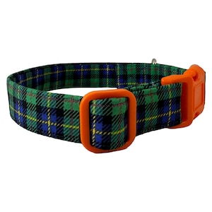 Green and Blue Tartan Collar, Plaid Dog Collar, Boy Collar, Blue Dog Collar, Custom Collar, Personalized Dog Collar, Embroidered Collar, Pet