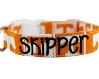 Collare per cani bianco e arancione, collare Tennessee, collare per animali domestici Vols, collare per cani personalizzato, collare ricamato, collare per cani, collare Volunteers