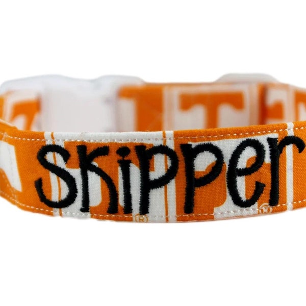 White and Orange Dog Collar, Tennessee Collar, Vols Pet Collar, Personalized Dog Collar, Embroidered Collar, Dog Collar, Volunteers Collar