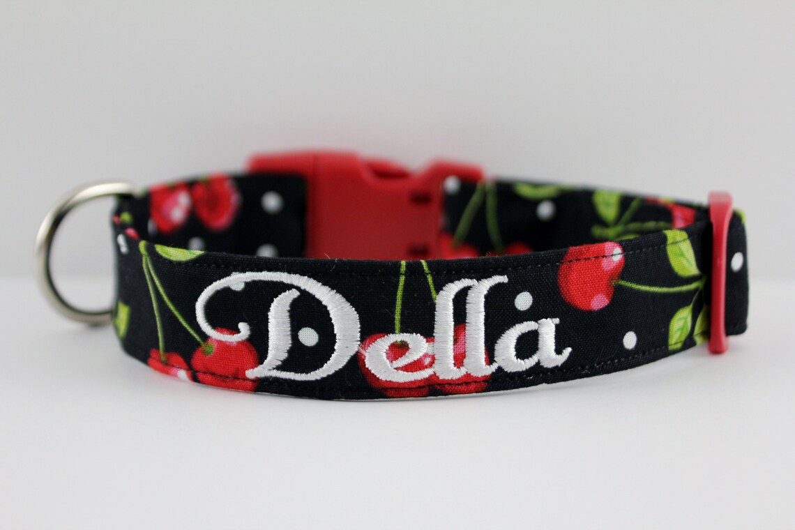 Cherry Collar Fruit Dog Collar Black and Red Collar Summer Etsy