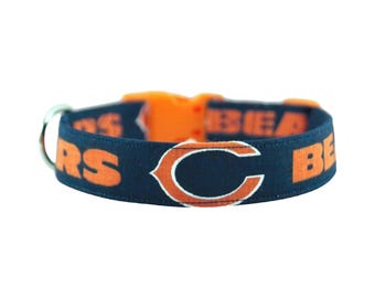 NFL Chicago Bears Collar, Bears Dog Collar, Personalized Pet Collar, Embroidered Collar, Orange Dog Collar, Football Dog Collar, Boy Dog