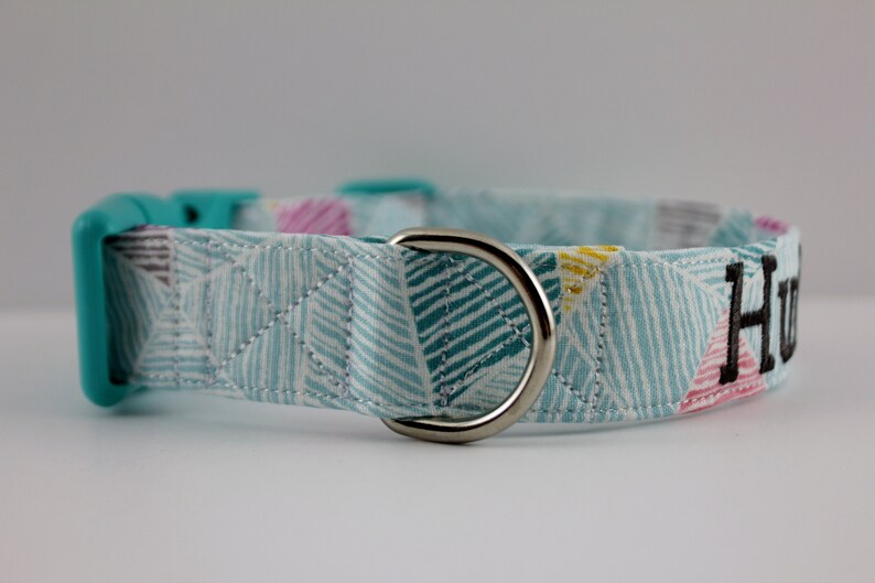 Teal Colorblock Geo Collar Geometric Dog Collar Custom Etsy