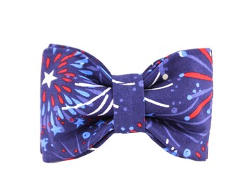 Blue Fireworks Bow Tie, Boy Collar Bow Tie, Collar Upgrade, Collar Bow Tie, Bow Tie, Patriotic Bow Tie, Blue Bow Tie, Male Bow Tie, Collar
