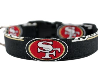 NFL San Francisco 49ers Collar, 49ers Dog Collar, Personalized Pet Collar, Embroidered Collar, Black Dog Collar, Football Dog Collar, Boy