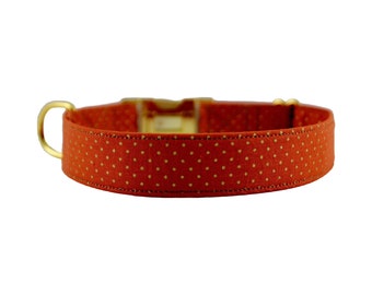 Pumpkin & Gold Polka Dot Collar, Orange Personalized Dog Collar, Polka Dot Collar, Harvest Embroidered Collar, Fall Custom Collar, Autumn