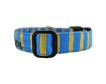 Royal Stripe Collar, Blue Dog Collar, metallic stripe, Embroidered Collar, Personalized Dog Collar, custom pet collar, boy dog collar, pet