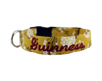 Collar floral de cosecha, collar de perro de flores, collar floral, collar de perro personalizado, collar de perro personalizado, collar bordado, collar de perro femenino