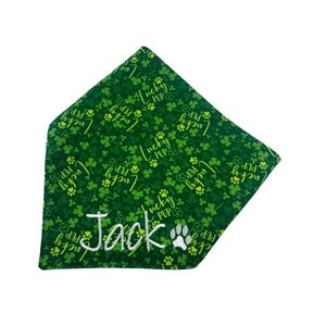 Lucky Pup Snap Bandana, St. Patrick&#39;s Dog Bandana, Green Pet Bandana, Custom Bandana, Personalized Bandana, St. Patty&#39;s Day Pet, Dog Bandana