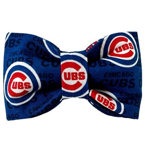 MLB Chicago Cubs Bow Tie OR Sassy Bow, Cubs Bow Tie, Sports Team Pet Bow, Girly bow, matching collar upgrade bow, custom pet bow, baseball