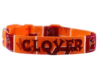 Collare Virginia Tech, collare per cani Hokies, collare VT, collare arancione e marrone, collare per cani ricamato, collare personalizzato, collare personalizzato per la squadra