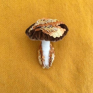 Mushroom Embroidery brooch Mushroom pin Autumn scarf brooch Scarfs beaded pin Textile brooch Mothers Day gifts