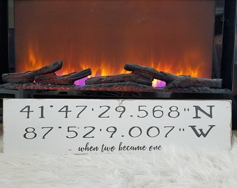 Custom Wood Sign | Location Sign | GPS Sign | Lat Long Sign | Special Date | Wedding Sign | 5th Anniversary Gift | Coordinates Sign