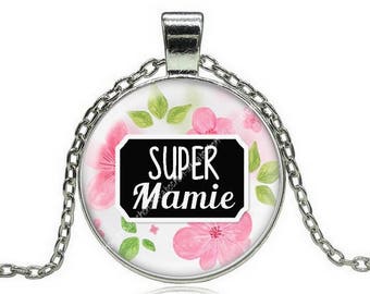 Necklace with pendant and Grandma 21 glass cabochon