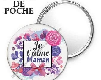 -Badge - 56mm Pocket mirror - I love you MOM 2