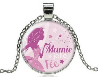 Necklace with pendant and 24 Grandma glass cabochon