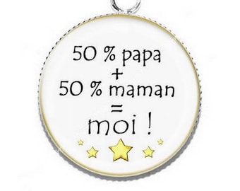 Pendant cabochon 50 Mommy 50 Daddy
