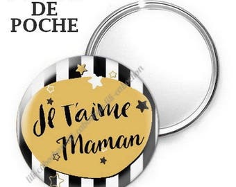 -Badge - 56mm Pocket mirror - I love you MOM