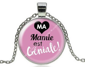 Necklace with pendant and Grandma 25 glass cabochon