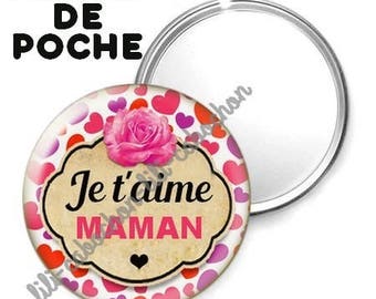 -Badge - 56mm Pocket mirror - I love you MOM 7