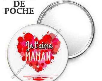 -Badge - 56mm Pocket mirror - I love you MOM
