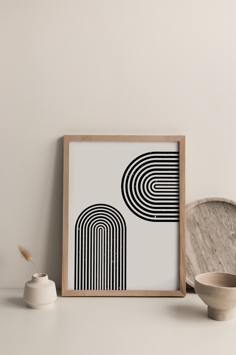 Geometric Abstract Black and White Printable Poster | Etsy